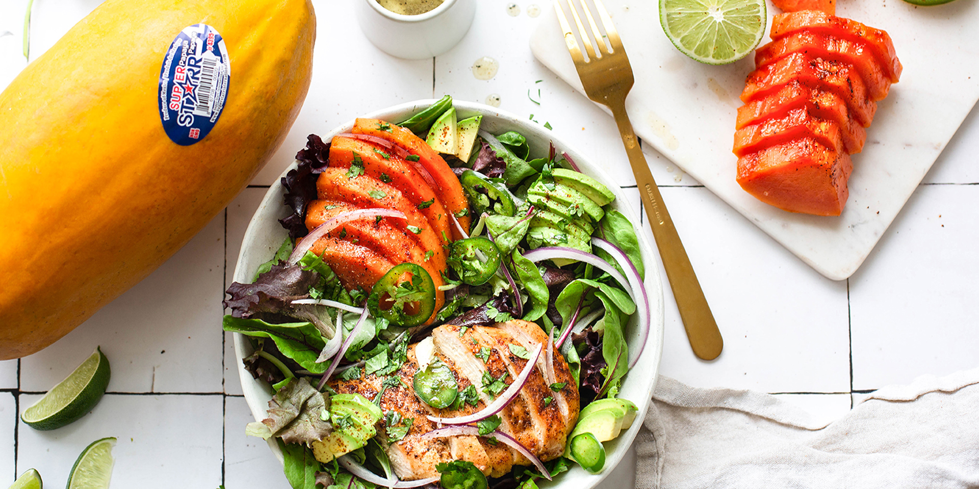 Grilled Chili Lime Papaya and Chicken Salad - Super Starr International