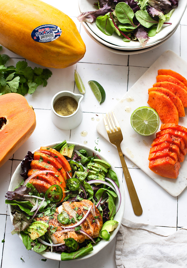 Grilled Chili Lime Papaya and Chicken Salad